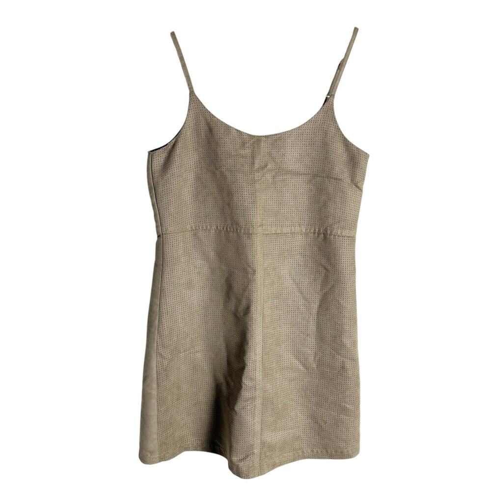 Sam Edelman Khaki Tan Sleeveless Perforated Faux Suede Slip Mini Dress Size XS